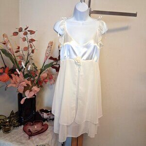 NEW Women’s White Lace Babydoll Chemise Nightgown Ruffle Nightie 6S